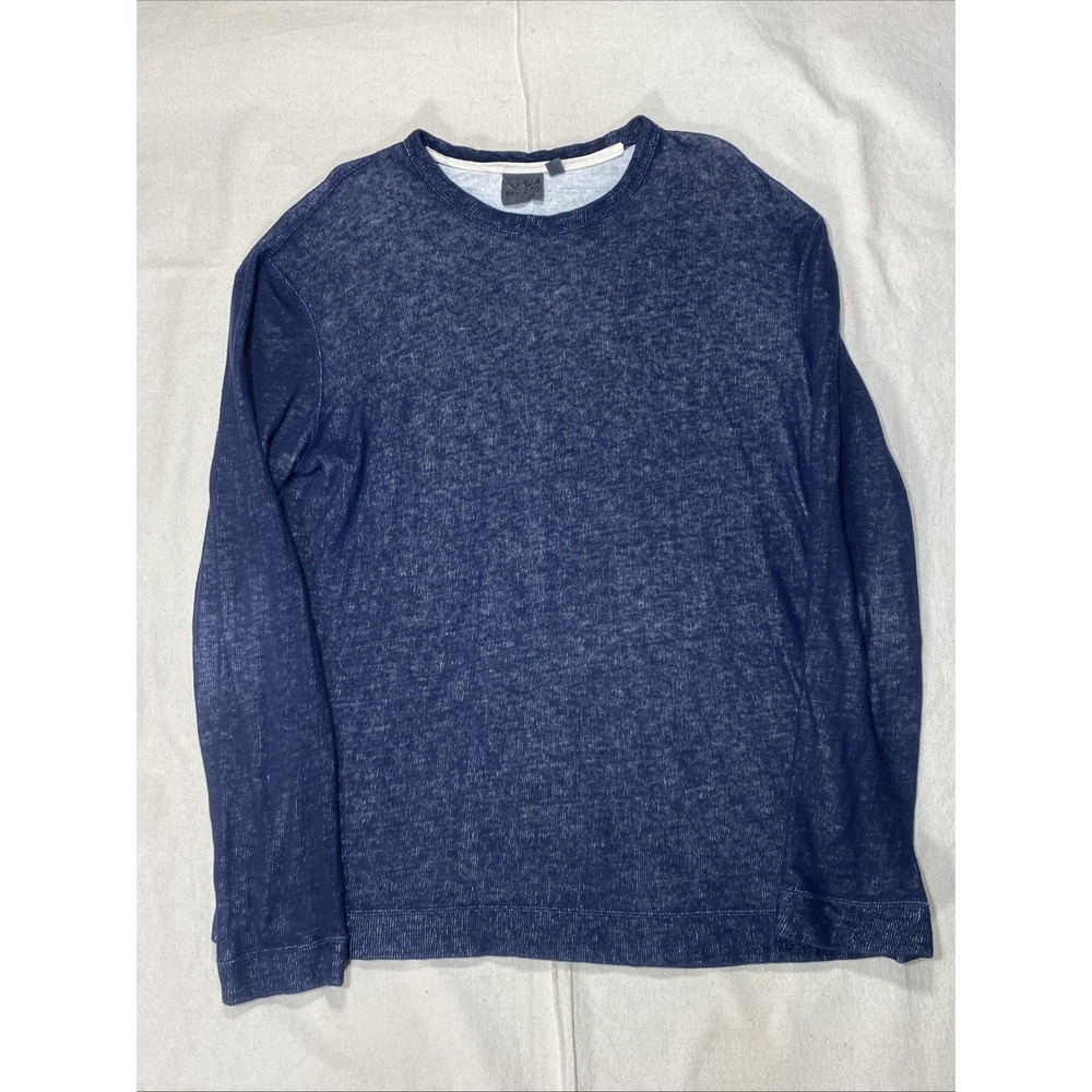Naked & Famous Shirt L Mens Kimono Chon Indigo Blue Long Sleeve